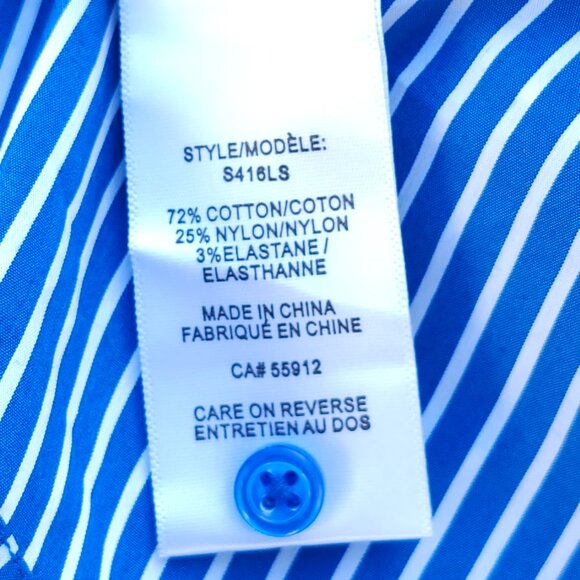 CLASSY BIZ Collection Button Down Navy and White Stripe Shirt Women's Size 2 - Picture 3 of 5